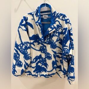 Obey Blue and White Teddy Snap Button Crew